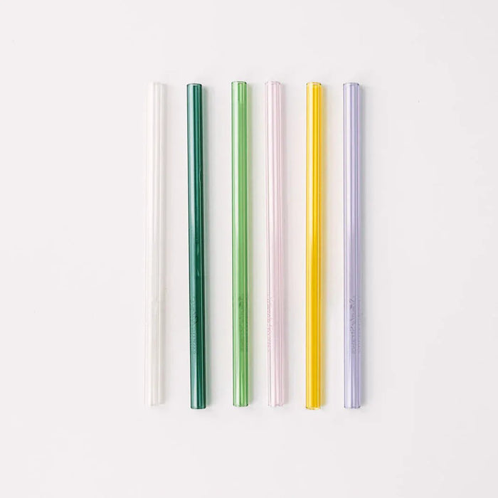 Simply Straws Skinny 6" Glass Cocktail Straw Set - Meadow