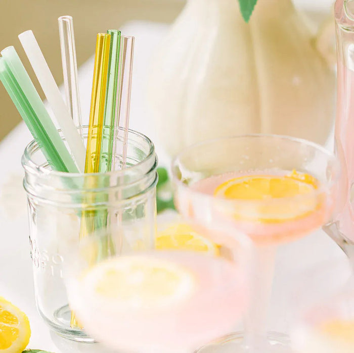 Simply Straws Skinny 6" Glass Cocktail Straw Set - Meadow