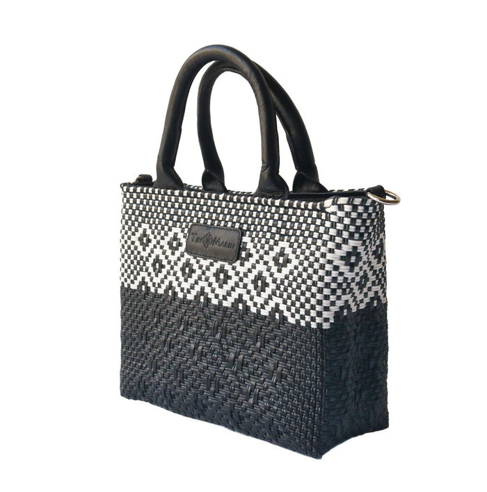 Small Woven Crossbody - Black Leather - Olita Gifts & Goods