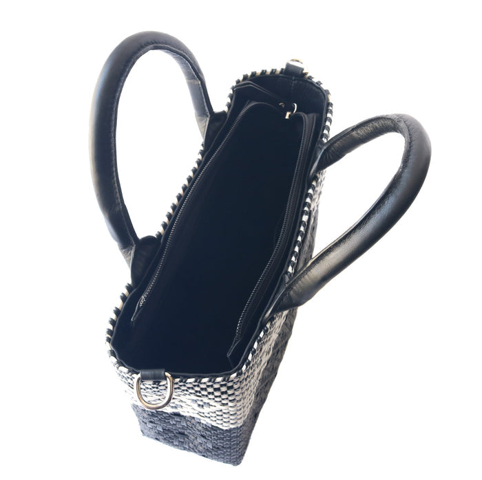 Small Woven Crossbody - Black Leather - Olita Gifts & Goods