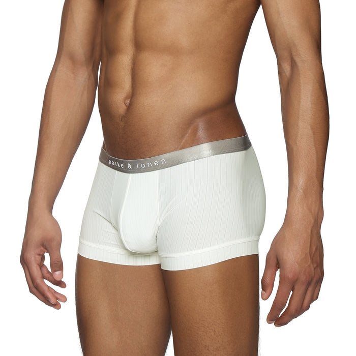 Soft White Coastal Nylon Low Rise Trunk - Parke & Ronen