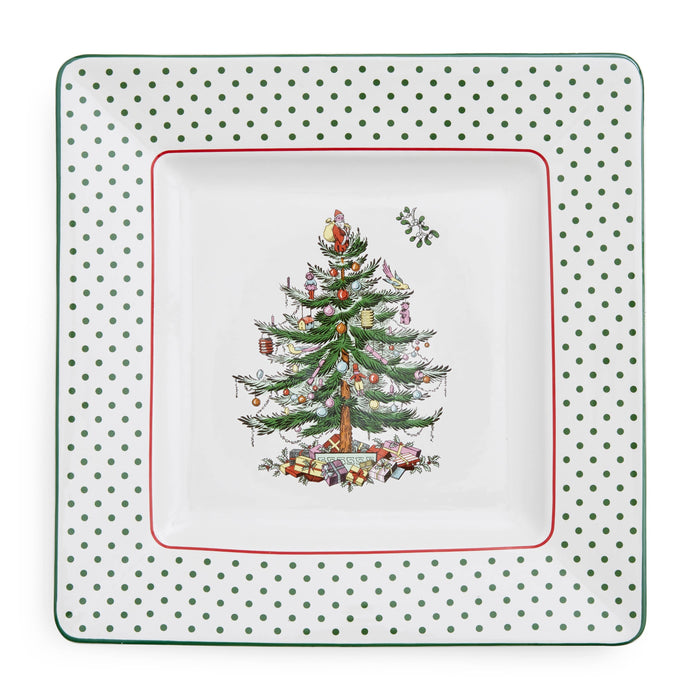 Spode Christmas Tree Polka Dot  Square Platter: Christmas Tree
