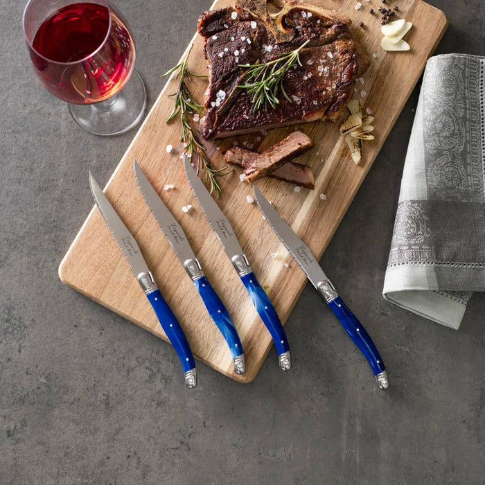 Steak Knives - Set of 4, Blue Marble