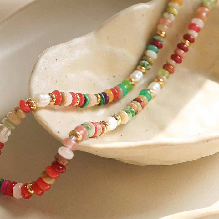 Sunny Non-Tarnish Boho Color Beaded Necklace: Multi-Colored - Olita Gifts & Goods