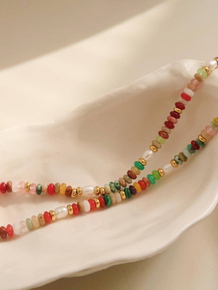 Sunny Non-Tarnish Boho Color Beaded Necklace: Multi-Colored - Olita Gifts & Goods