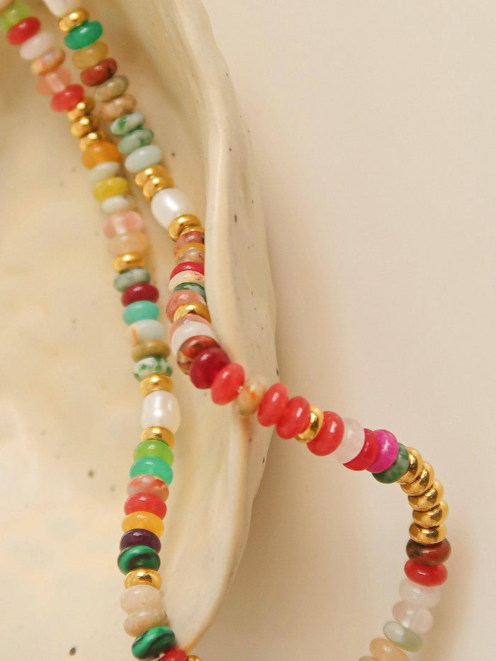 Sunny Non-Tarnish Boho Color Beaded Necklace: Multi-Colored - Olita Gifts & Goods