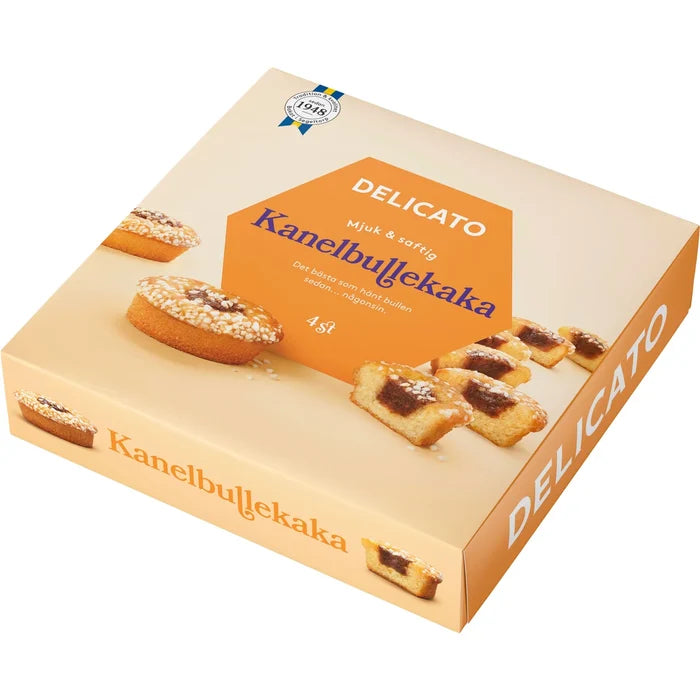 Delicato Kanelbullekaka 4-pack 200g – Swedish cinnamon bun cake included in the Swedish Fika Box Medium