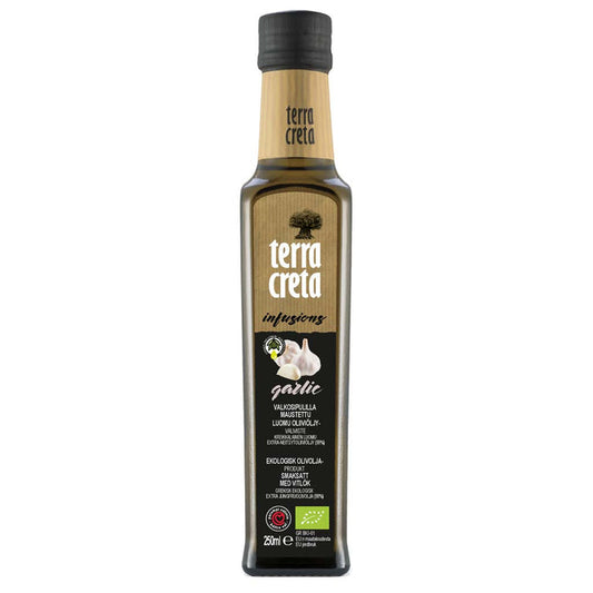 Terra Creta Bio Infusion valkosipulilla maustettu Ekstra-neitsytoliiviöljy, luomu 250 ml