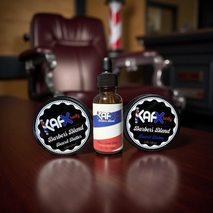 The Barber's Blend Beard Kit: Oil, Balm & Butter Trio | Coffee Infused