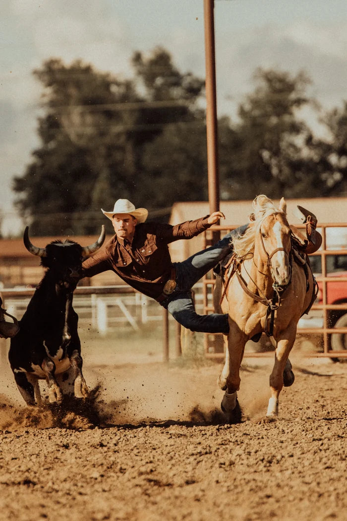 The Collin in Brown- Long Sleeve Snap Shirt by Ferrell