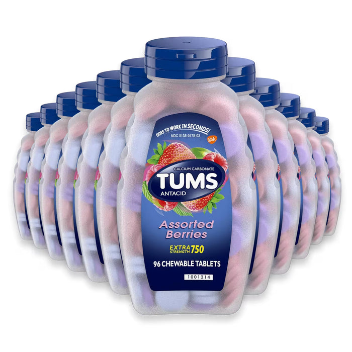 TUMS Extra Strength Assorted Berries Antacid Tablets - 96 Ct - 24 Pack