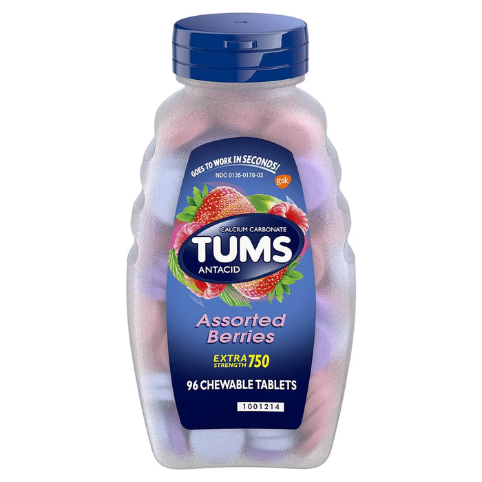 TUMS Extra Strength Assorted Berries Antacid Tablets - 96 Ct - 24 Pack