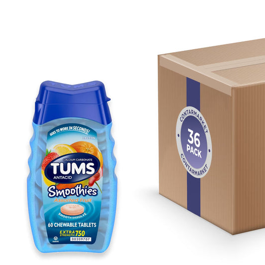 TUMS Smoothies Assorted Fruit Antacid Tablets - 60 Ct - 36 Pack