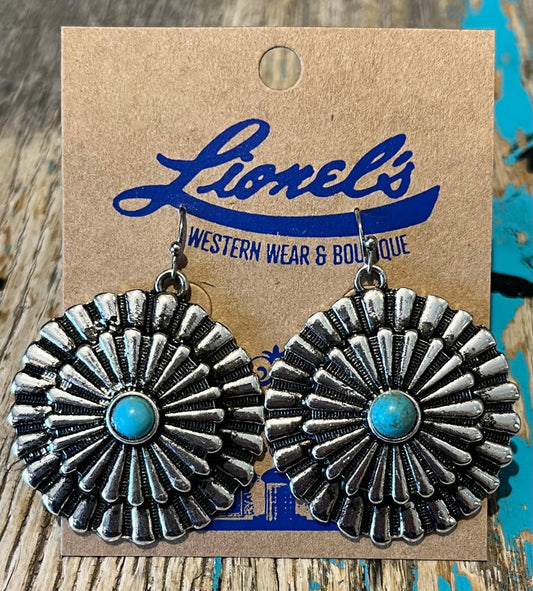Turquoise Concho Drop Earrings