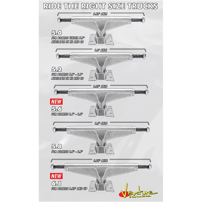 VENTURE ALL POLISHED V HOLLOW HI SKATEBOARD TRUCKS