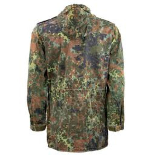 Vintage German Army Flecktarn Camo Parka – Hooded, 6-Pocket, 80/20 Cotton/Polyester