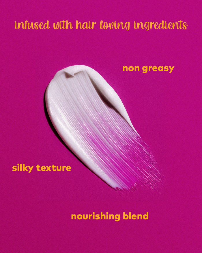 Curlit Wavy Leave-In Conditioner texture spread showing silky, non-greasy formula infused with nourishing ingredients