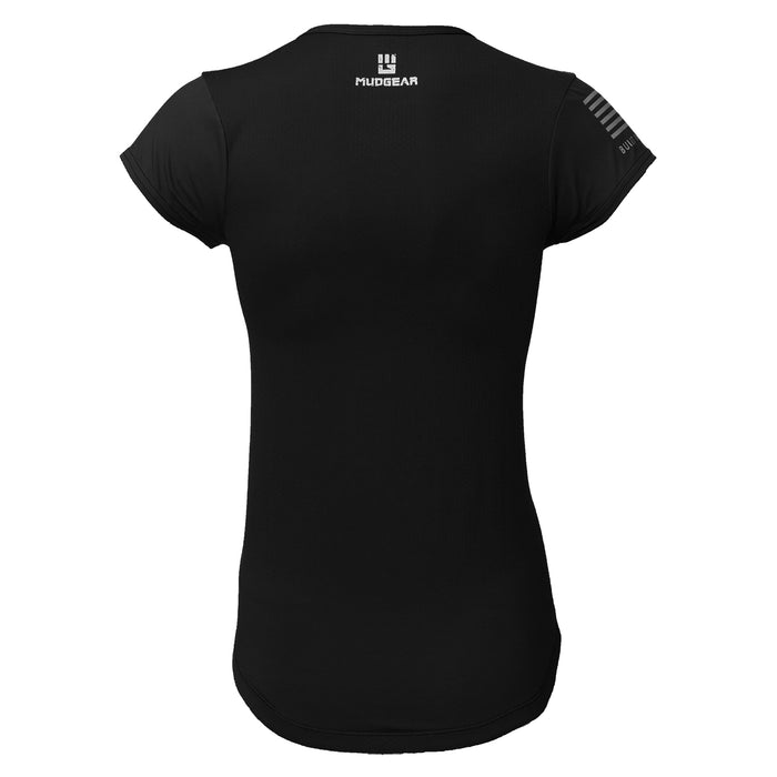 Mudgear Women’s Fitted Performance Shirt - Short Sleeve Back (Black)