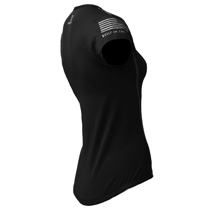 Mudgear Women’s Fitted Performance Shirt - Short Sleeve (Black) -hybrid fitness