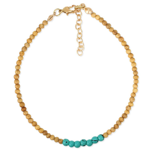 Wood & Turquoise Bead Anklet - Olita Gifts & Goods