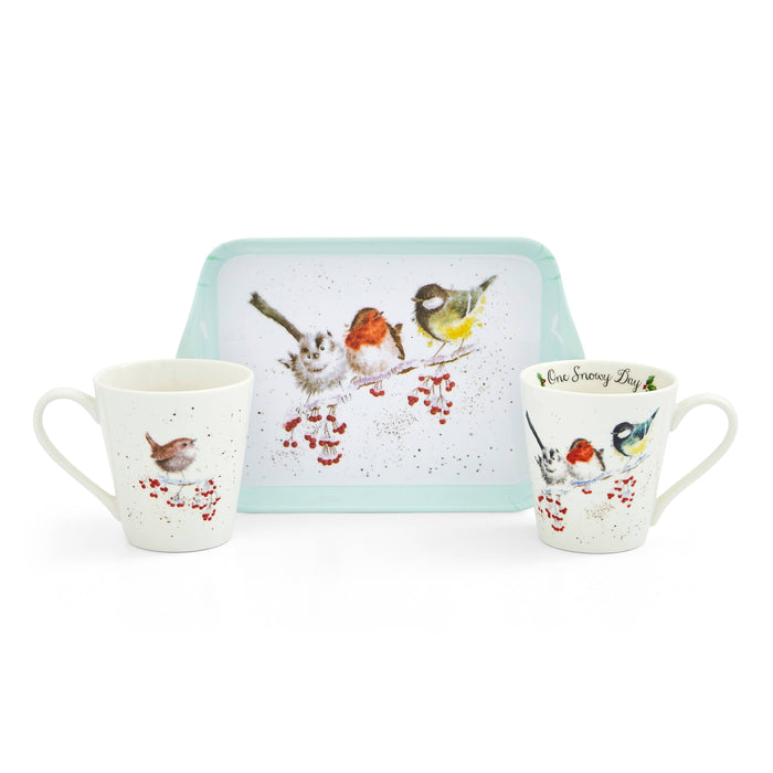 Wrendale One Snowy Day (Birds) mug & tray