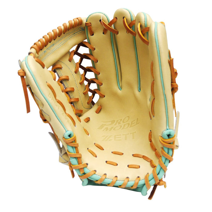 ZETT Pro Model Elite 12.5 inch Outfielder Glove - Beige/Skyblue #7