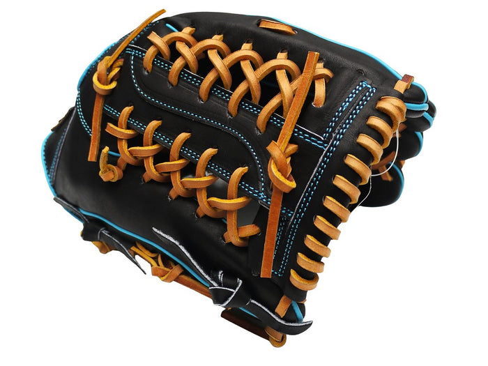 ZETT Pro Model Elite 12.5 inch Outfielder Glove - Black/Skyblue #2