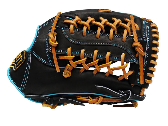 ZETT Pro Model Elite 12.5 inch Outfielder Glove - Black/Skyblue #4