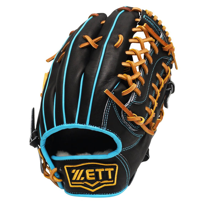 ZETT Pro Model Elite 12.5 inch Outfielder Glove - Black/Skyblue #6